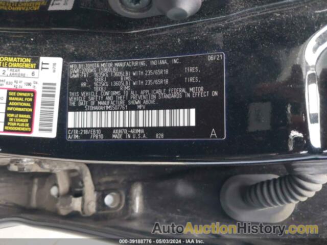 TOYOTA HIGHLANDER HYBRID XLE, 5TDHARAH1MS507761