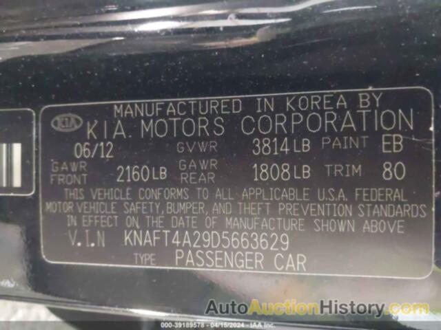 KIA FORTE LX, KNAFT4A29D5663629