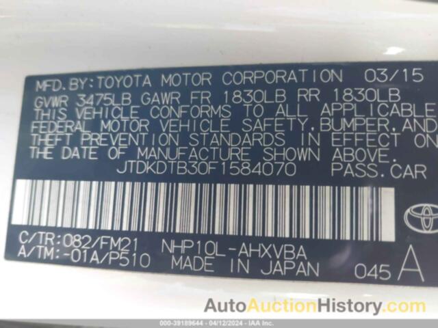 TOYOTA PRIUS C TWO, JTDKDTB30F1584070