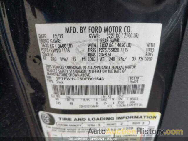 FORD F-150 PLATINUM, 1FTFW1CT5DFB01543