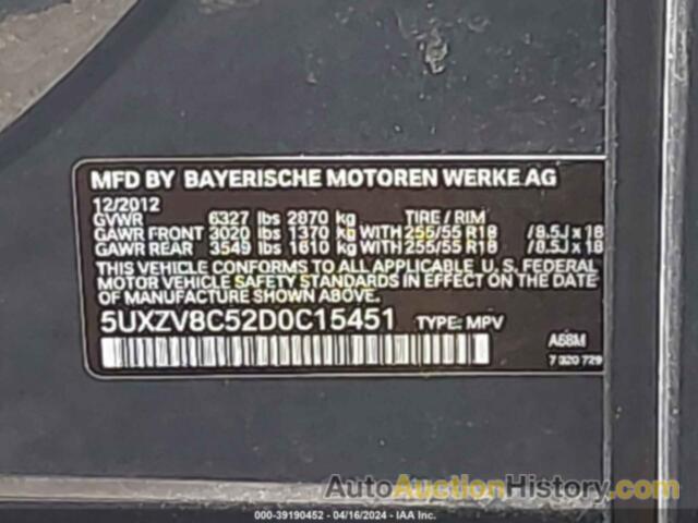 BMW X5 XDRIVE50I, 5UXZV8C52D0C15451