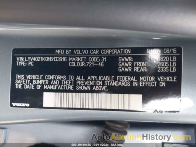 VOLVO S60 INSCRIPTION T5, LYV402TK0HB133916