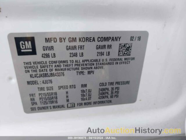 BUICK ENCORE PREFERRED, KL4CJASB5JB643376