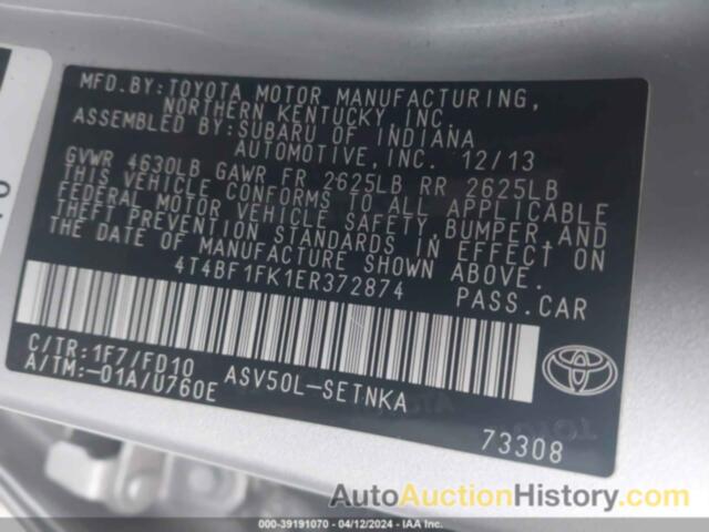 TOYOTA CAMRY LE, 4T4BF1FK1ER372874