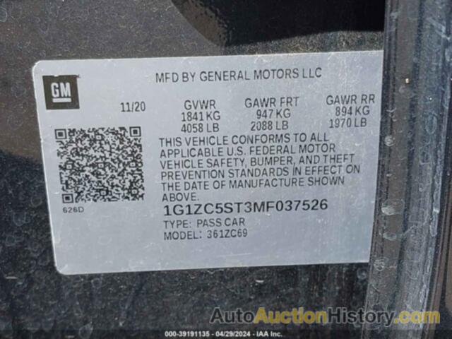 CHEVROLET MALIBU FWD 1FL, 1G1ZC5ST3MF037526