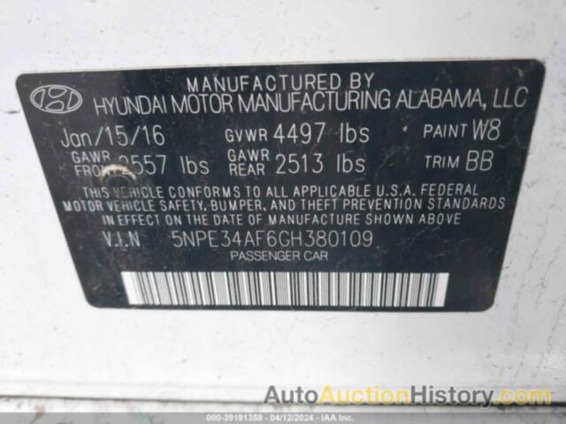 HYUNDAI SONATA SPORT, 5NPE34AF6GH380109