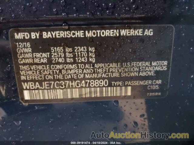 BMW 540I XDRIVE, WBAJE7C37HG478890