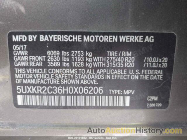 BMW X5 SDRIVE35I, 5UXKR2C36H0X06206