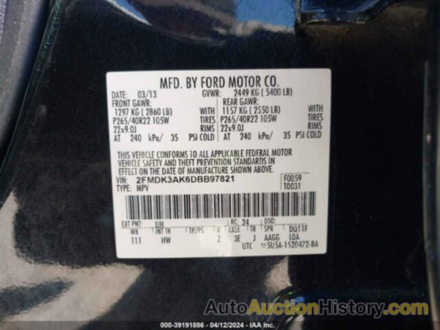 FORD EDGE SPORT, 2FMDK3AK6DBB97821