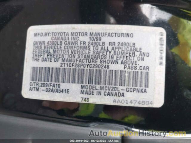 TOYOTA CAMRY SOLARA SE V6, 2T1CF28P0YC290248