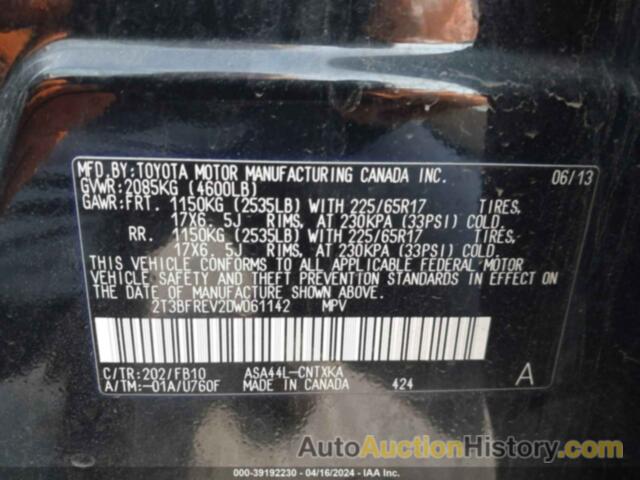 TOYOTA RAV4 LE, 2T3BFREV2DW061142