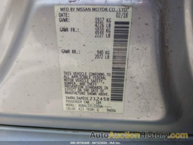 NISSAN ALTIMA 2.5 SV, 1N4AL3AP0JC212458