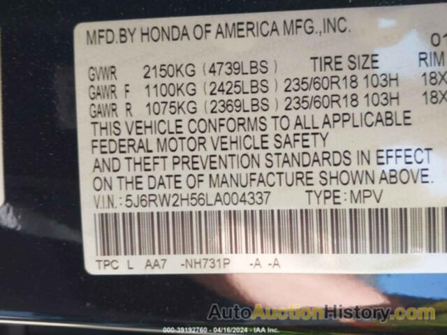 HONDA CR-V AWD EX, 5J6RW2H56LA004337