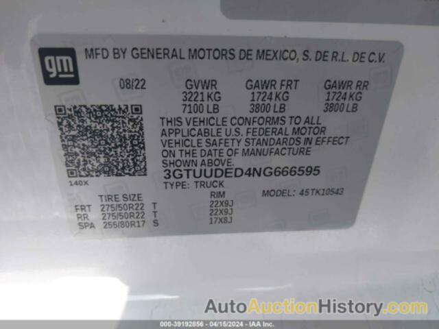 GMC SIERRA 1500 4WD  SHORT BOX SLT, 3GTUUDED4NG666595