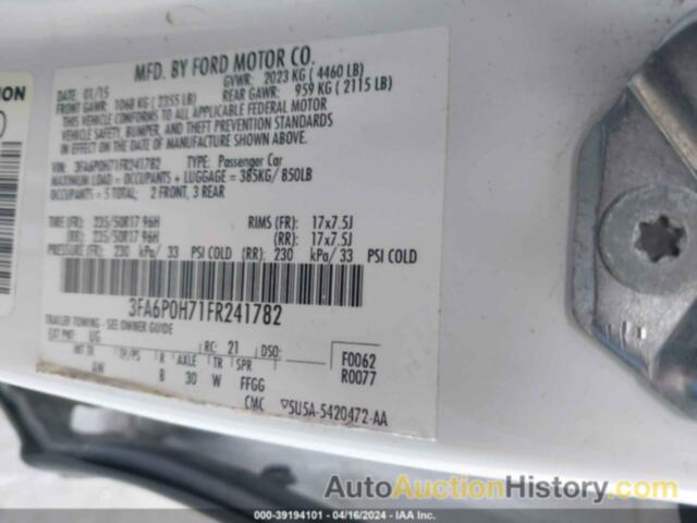 FORD FUSION SE, 3FA6P0H71FR241782