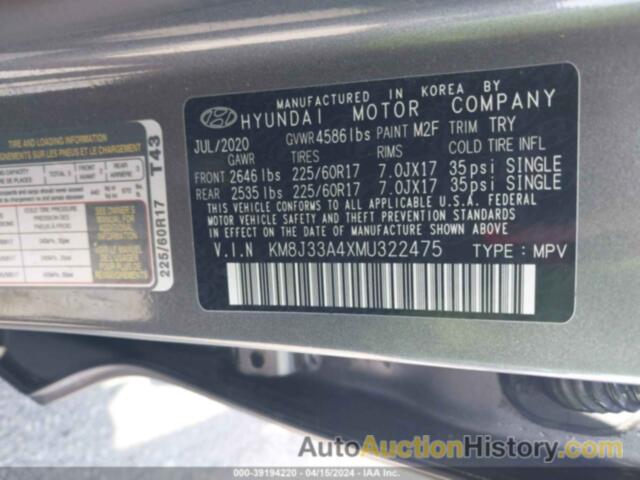 HYUNDAI TUCSON LIMITED/SEL/SPORT/ULTIMATE/VALUE, KM8J33A4XMU322475