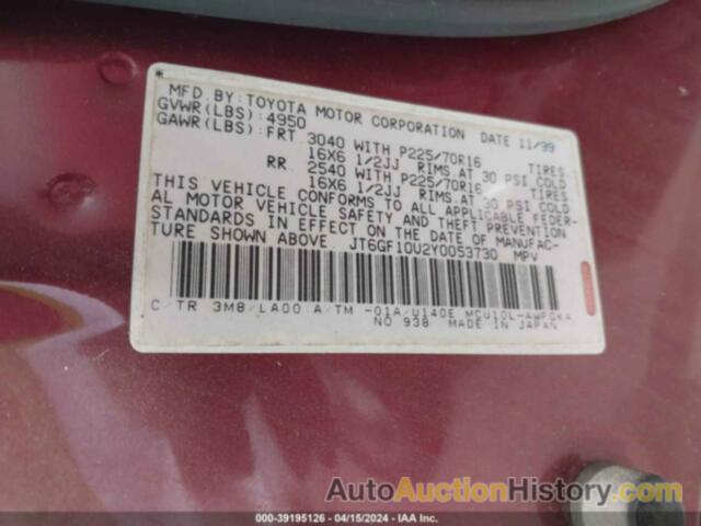 LEXUS RX 300, JT6GF10U2Y0053730