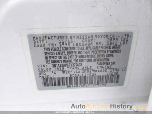 NISSAN SENTRA S, 3N1AB7AP6FY379493