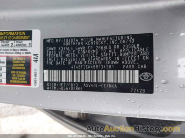 TOYOTA CAMRY LE, 4T4BF3EK4BR134381