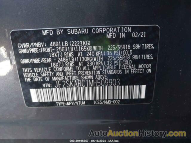 SUBARU FORESTER SPORT, JF2SKARC1MH509903