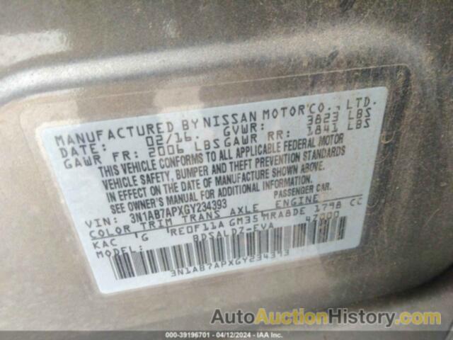 NISSAN SENTRA SV, 3N1AB7APXGY234393