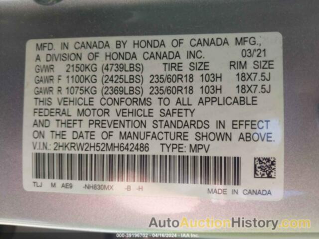 HONDA CR-V AWD EX, 2HKRW2H52MH642486