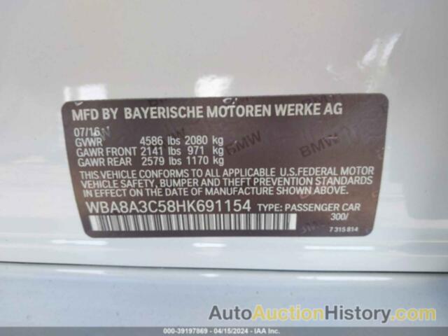 BMW 320I XDRIVE, WBA8A3C58HK691154
