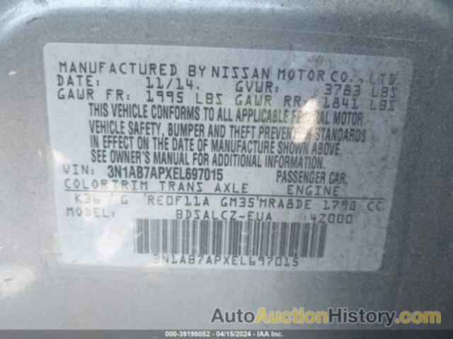 NISSAN SENTRA S, 3N1AB7APXEL697015