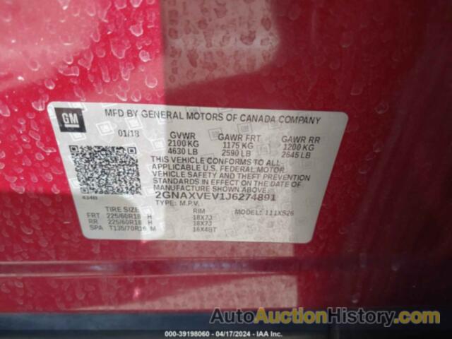 CHEVROLET EQUINOX PREMIER, 2GNAXVEV1J6274891