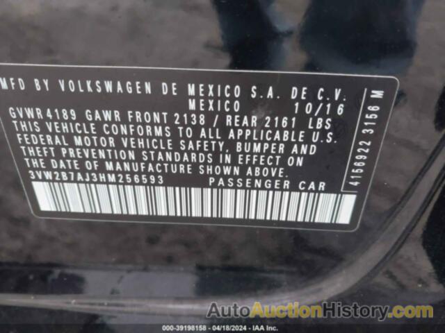 VOLKSWAGEN JETTA 1.4T S, 3VW2B7AJ3HM256593