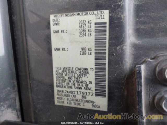 NISSAN ALTIMA SR, 1N4BL2AP0CC179172