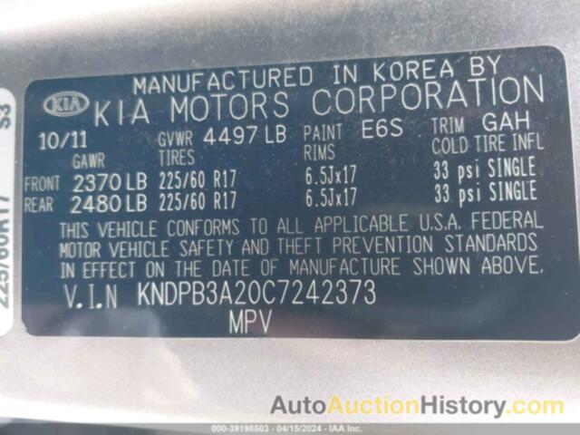 KIA SPORTAGE LX, KNDPB3A20C7242373