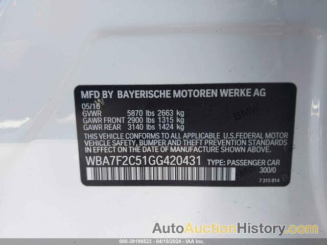 BMW 750I XI, WBA7F2C51GG420431