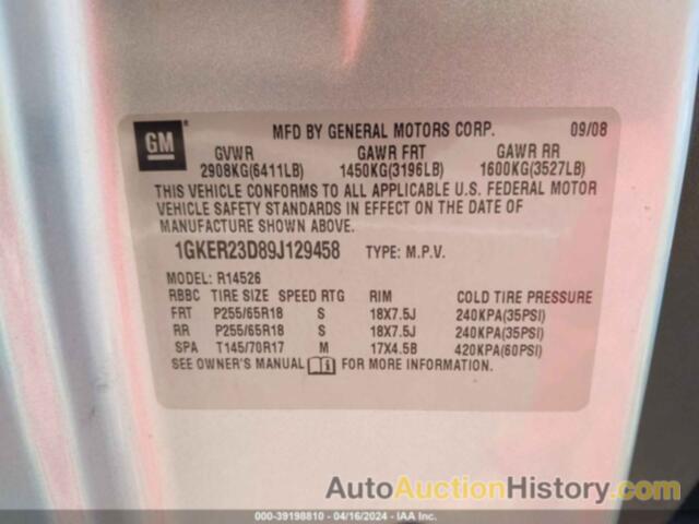 GMC ACADIA SLT-1, 1GKER23D89J129458