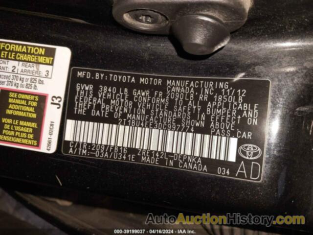 TOYOTA COROLLA S/LE, 2T1BU4EE3DC997774