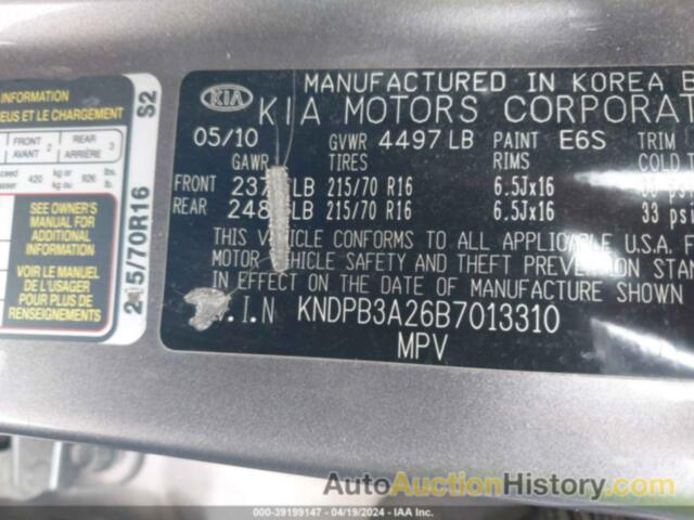 KIA SPORTAGE LX, KNDPB3A26B7013310