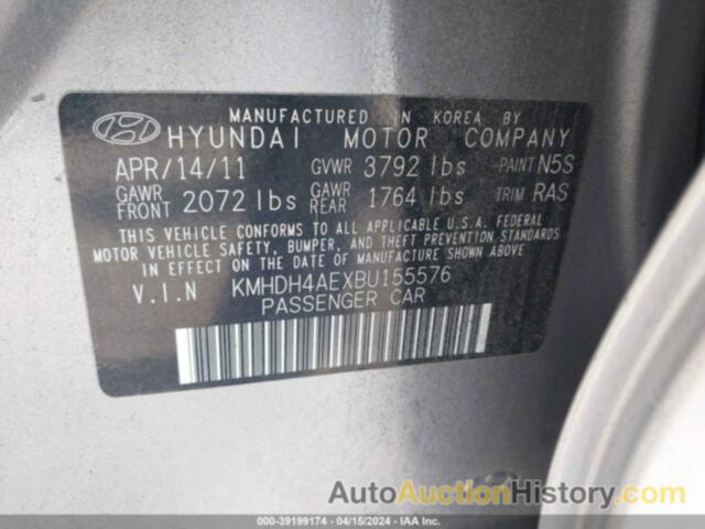 HYUNDAI ELANTRA LIMITED (ULSAN PLANT), KMHDH4AEXBU155576