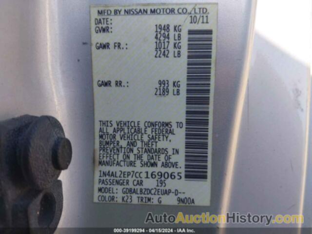 NISSAN ALTIMA 2.5 S, 1N4AL2EP7CC169065