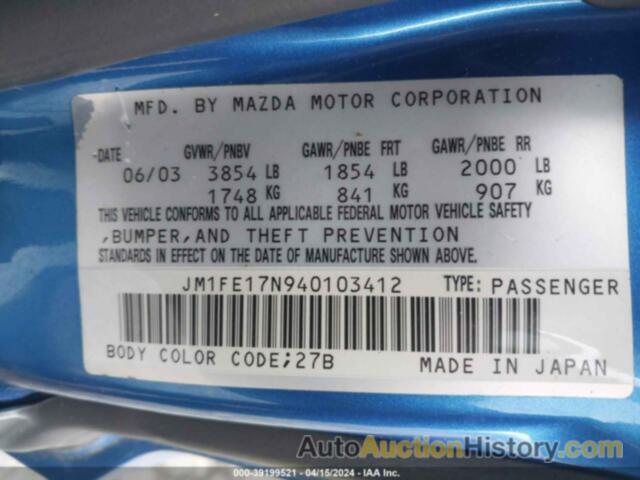 MAZDA RX-8 SPORT AUTOMATIC, JM1FE17N940103412