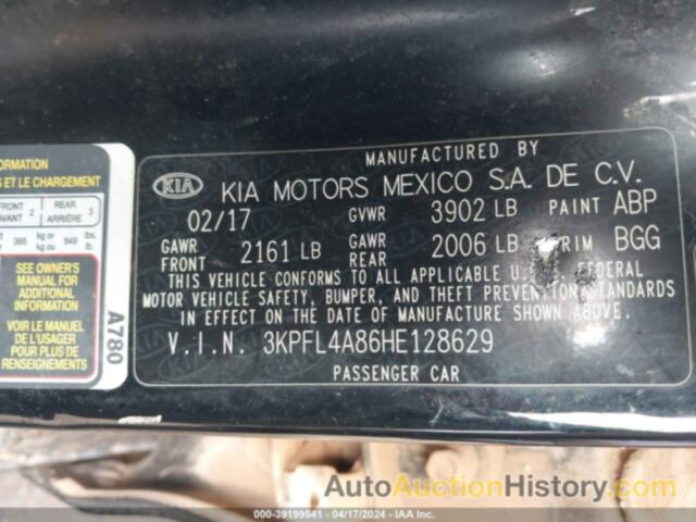 KIA FORTE EX, 3KPFL4A86HE128629