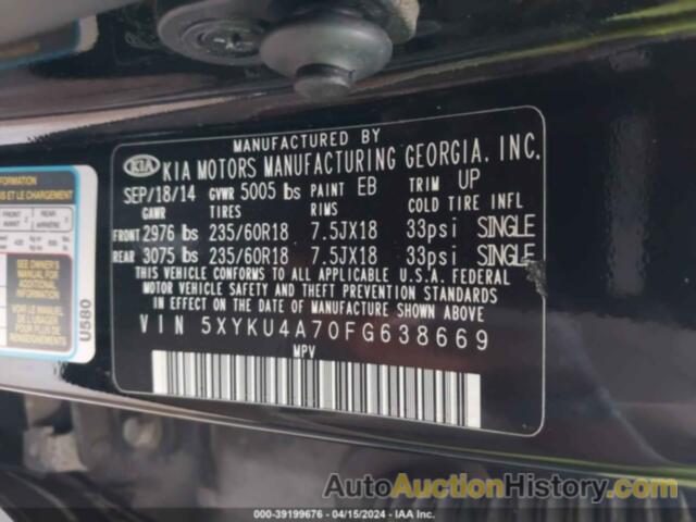 KIA SORENTO EX V6, 5XYKU4A70FG638669