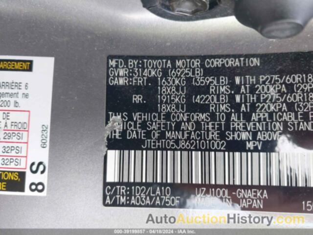 TOYOTA LAND CRUISER V8, JTEHT05J862101002