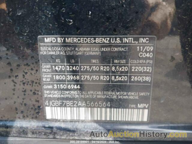 MERCEDES-BENZ GL 450 4MATIC, 4JGBF7BE2AA566564
