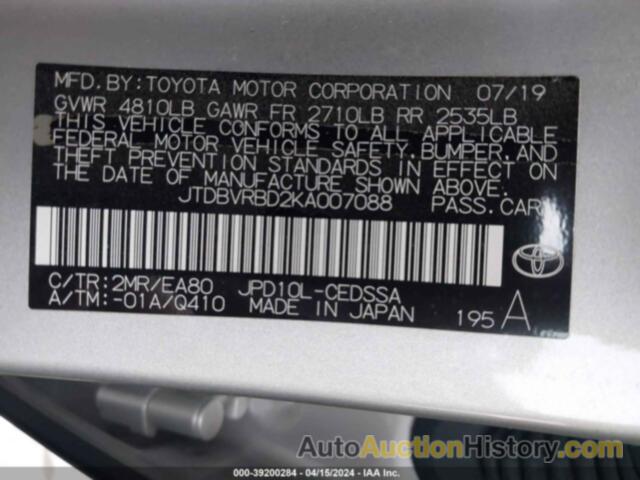 TOYOTA MIRAI, JTDBVRBD2KA007088