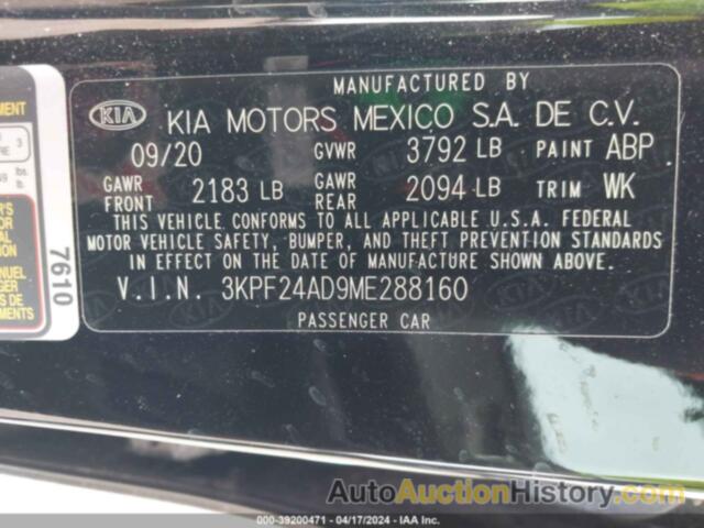 KIA FORTE FE/LXS, 3KPF24AD9ME288160