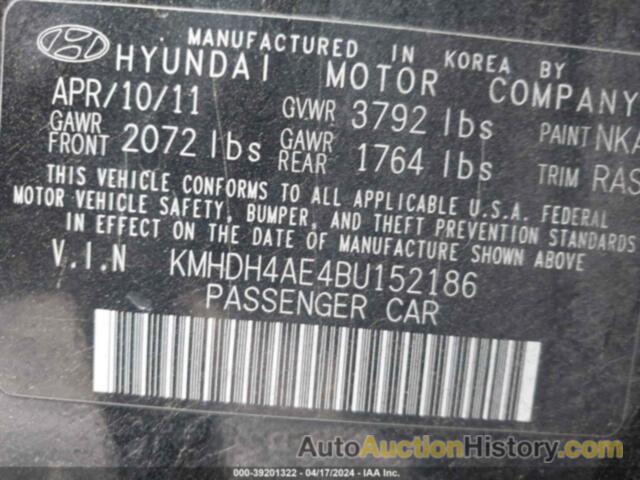 HYUNDAI ELANTRA GLS (ULSAN PLANT), KMHDH4AE4BU152186