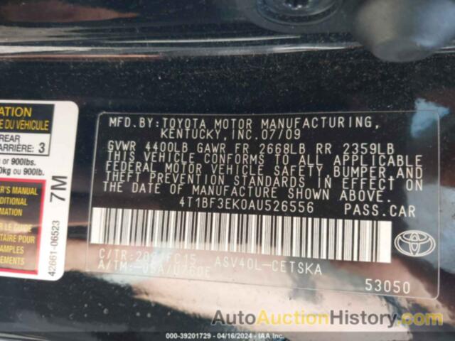 TOYOTA CAMRY SE, 4T1BF3EK0AU526556