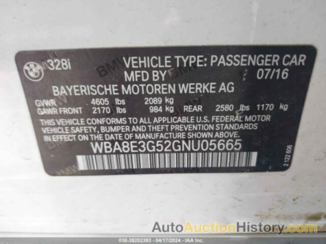 BMW 328I XDRIVE, WBA8E3G52GNU05665