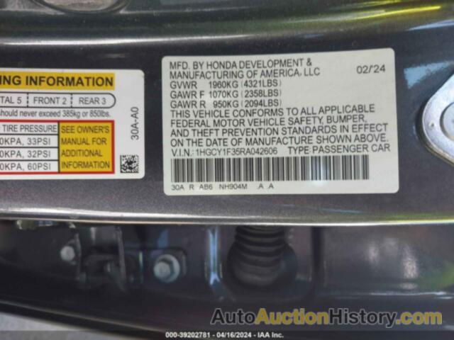 HONDA ACCORD EX, 1HGCY1F35RA042606