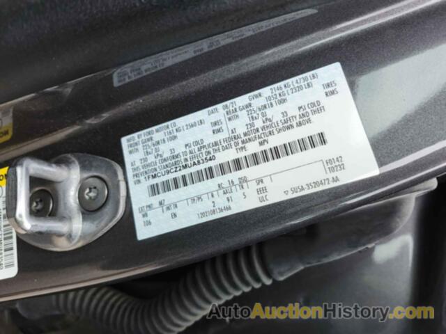 FORD ESCAPE SEL, 1FMCU9CZ2MUA83540